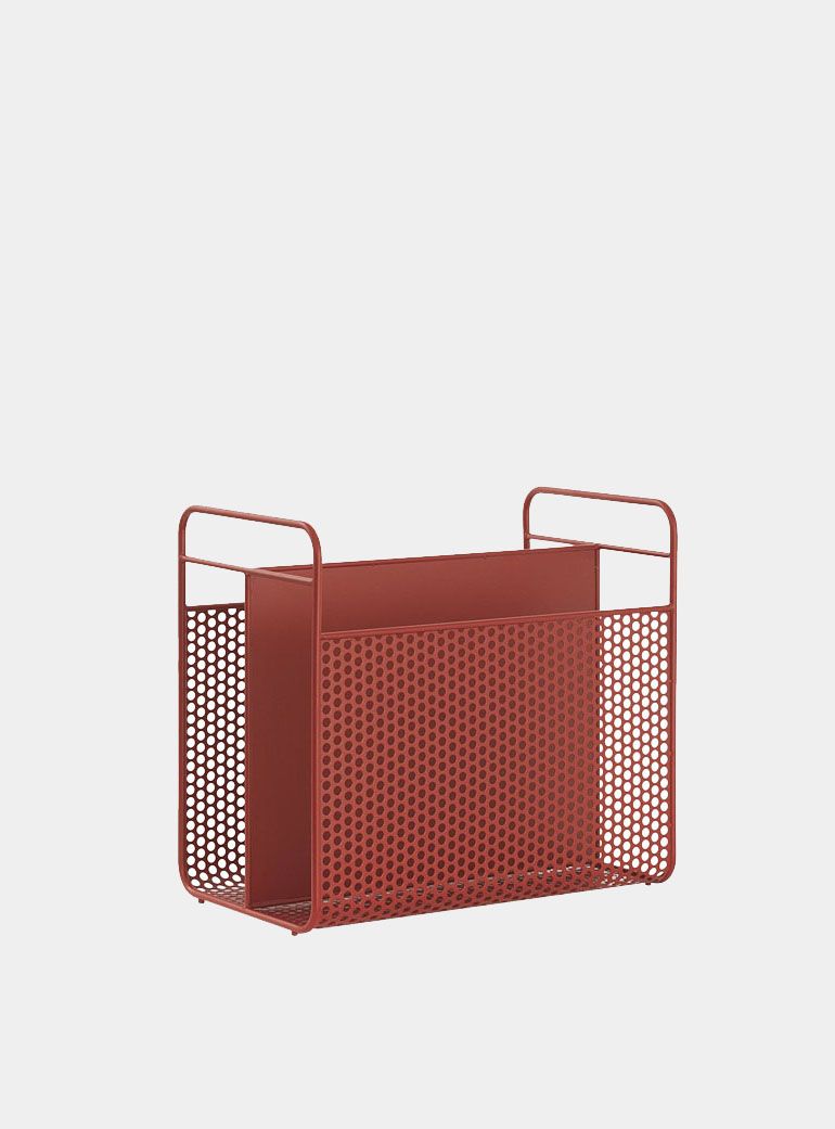 Red Analog Magazine Rack